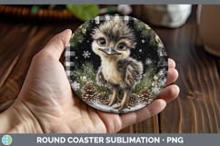 GorgeousFarm Checker Christmas Round Coaster design.