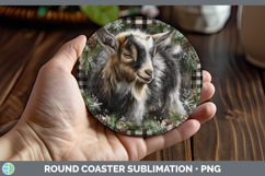 GorgeousFarm Checker Christmas Round Coaster design.