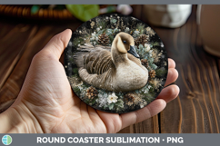 GorgeousFarm Checker Christmas Round Coaster design.