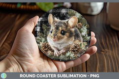 GorgeousFarm Checker Christmas Round Coaster design.