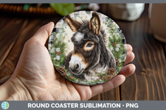GorgeousFarm Checker Christmas Round Coaster design.