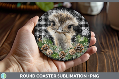 GorgeousFarm Checker Christmas Round Coaster design.