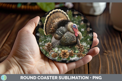 GorgeousFarm Checker Christmas Round Coaster design.