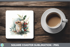 GorgeousFarm Christmas Botanicals Square Coaster design.