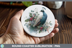 GorgeousFarm Christmas Botanicals Round Coaster design.