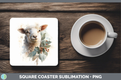 GorgeousFarm Christmas Botanicals Square Coaster design.
