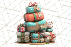 Farm Animal Christmas Clipart Baby Animals Holiday PNG Product Image 5