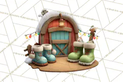 Farm Animal Christmas Clipart Baby Animals Holiday PNG Product Image 2