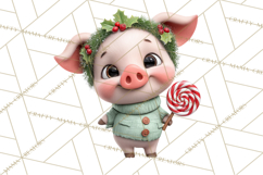 Farm Animal Christmas Clipart Baby Animals Holiday PNG Product Image 5