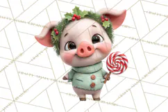 Farm Animal Christmas Clipart Baby Animals Holiday PNG Product Image 5