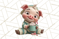 Farm Animal Christmas Clipart Baby Animals Holiday PNG Product Image 3