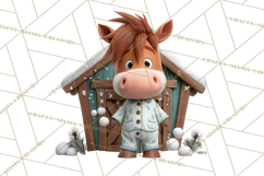 Farm Animal Christmas Clipart Baby Animals Holiday PNG Product Image 4