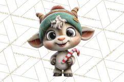Farm Animal Christmas Clipart Baby Animals Holiday PNG Product Image 3