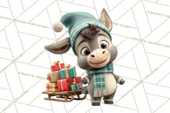 Farm Animal Christmas Clipart Baby Animals Holiday PNG Product Image 5