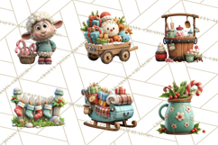 Farm Animal Christmas Clipart Baby Animals Holiday PNG Product Image 2