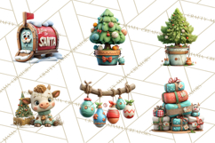 Farm Animal Christmas Clipart Baby Animals Holiday PNG Product Image 3