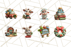 Farm Animal Christmas Clipart Baby Animals Holiday PNG Product Image 5