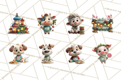 Farm Animal Christmas Clipart Baby Animals Holiday PNG Product Image 7