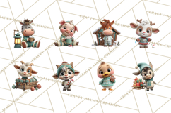Farm Animal Christmas Clipart Baby Animals Holiday PNG Product Image 8