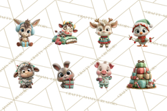 Farm Animal Christmas Clipart Baby Animals Holiday PNG Product Image 9