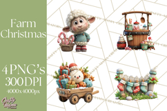 Farm Animal Christmas Clipart Baby Animals Holiday PNG Product Image 1