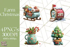 Farm Animal Christmas Clipart Baby Animals Holiday PNG Product Image 1