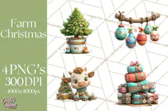 Farm Animal Christmas Clipart Baby Animals Holiday PNG Product Image 1