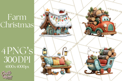 Farm Animal Christmas Clipart Baby Animals Holiday PNG Product Image 1
