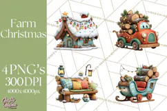 Farm Animal Christmas Clipart Baby Animals Holiday PNG Product Image 1