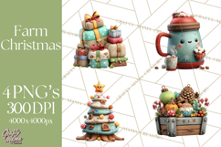 Farm Animal Christmas Clipart Baby Animals Holiday PNG Product Image 1