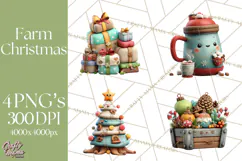 Farm Animal Christmas Clipart Baby Animals Holiday PNG Product Image 1