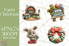 Farm Animal Christmas Clipart Baby Animals Holiday PNG Product Image 1