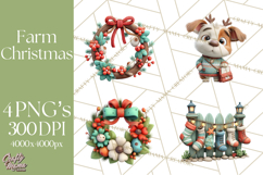 Farm Animal Christmas Clipart Baby Animals Holiday PNG Product Image 1