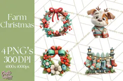 Farm Animal Christmas Clipart Baby Animals Holiday PNG Product Image 1