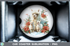 GorgeousFarm Christmas Poinsettia Car Coaster design.