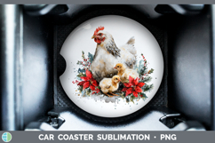 GorgeousFarm Christmas Poinsettia Car Coaster design.