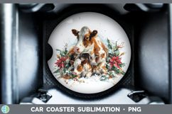 GorgeousFarm Christmas Poinsettia Car Coaster design.