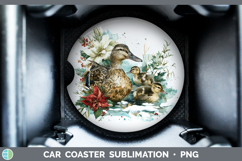 GorgeousFarm Christmas Poinsettia Car Coaster design.