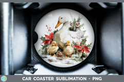 GorgeousFarm Christmas Poinsettia Car Coaster design.