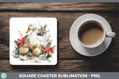 GorgeousFarm Christmas Poinsettia Square Coaster design.