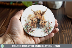 GorgeousFarm Christmas Poinsettia Round Coaster design.