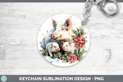 GorgeousFarm Christmas Poinsettia Keychain design.