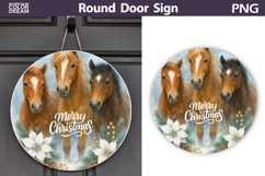 Merry Christmas Round Sign | Horse Door Sign Product Image 1