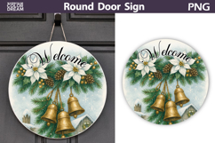 Merry Christmas Round Sign | Christmas Door Sign Product Image 1