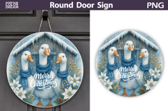 Merry Christmas Round Sign | Goose Door Sign Product Image 1