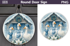 Merry Christmas Round Sign | Goose Door Sign Product Image 1