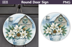 Merry Christmas Round Sign | Farm Door Sign Product Image 1