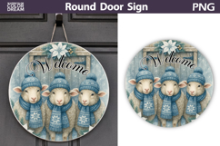Merry Christmas Round Sign | Sheep Door Sign Product Image 1