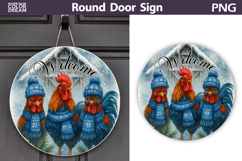 Merry Christmas Round Sign | Rooster Door Sign Product Image 1