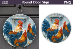 Merry Christmas Round Sign | Rooster Door Sign Product Image 1